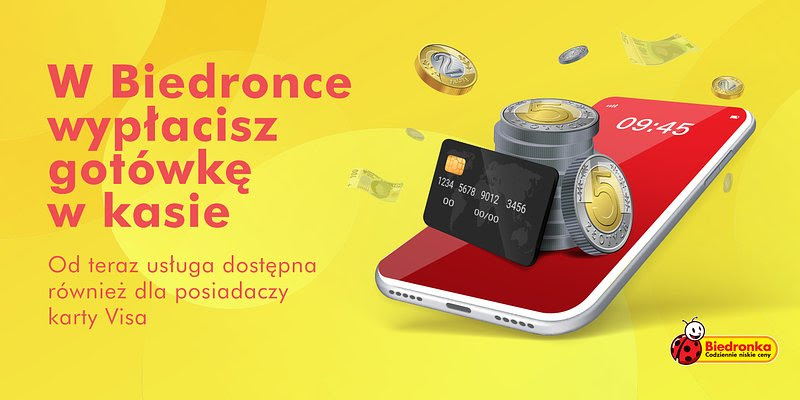 Usługa „Płać kartą i wypłacaj” dostępna w sklepach sieci Biedronka teraz także dla posiadaczy kart Visa